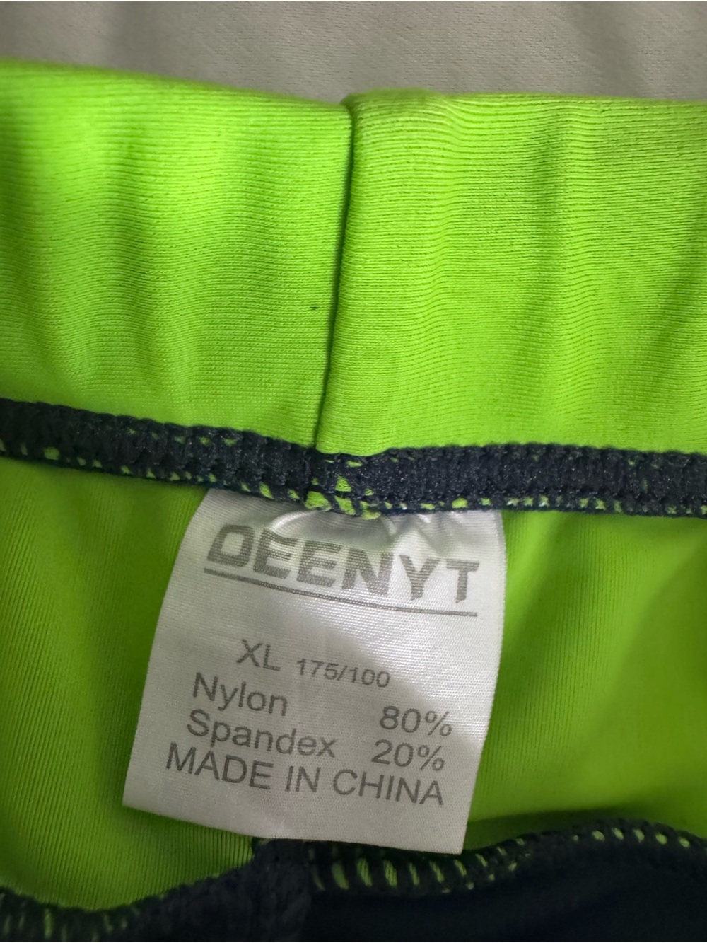 Men's Navy and Neon Green Swim Trunks - Picture 3 of 5